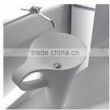 Solid Surface Table Top Man-made Stone Pedestal Basin, Artificial Stone Freestanding Wash Basin