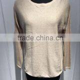 BGAX16086 Ladies Soft T Shirt , Cashmere Round Bottom High Quality Knitted Pollover Sweater in 14gg