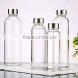Clear Heat-resistant Sale of Cheap Glass Bottles With Stainless Steel Cap thumbnail-2
