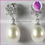 lady fashion 925 sterling silver freshwater AAA 8-9mm pearl earring