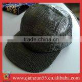 2013 New Design Crocodile Skin 5 Panel Caps Real Black Leather Fabric 5 Panel Hats