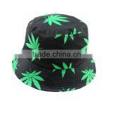 2016 New Fashion Hip Hop Green White Leaf Print Fishing Caps Weed Bucket Hats For Mens thumbnail-2