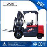 2500kg CURTIS Control Electric Mini Forklift Truck With 3 Stage Mast