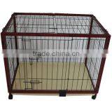 47" x 24" x 28" Portable Wood Pet Dog Cage With Wheels thumbnail-1