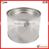 Round and Handle Hot Sale Metal Pvc Transparent Tin Box thumbnail-1