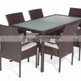 2017 Trade Assurance Weatherproof Rectangular Seagrass Wicker Cheap Dining Table Set thumbnail-2