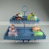 Rectangle Shape, 2 Tier Cup Cake Stand, Metal Cake Plate Color Box Packing for Wedding thumbnail-1