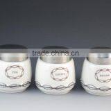 Coffee Tea Sugar Ceramic Storage Bottle&jar With Stainless Lid thumbnail-1