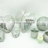Professional Silver Mosaic Crackle Glass Heart Mirror thumbnail-1