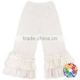 Plain White Baby Cotton Icing Leggings Christmas Ruffled Pants Girls Triple Ruffle Pants