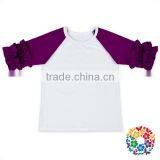 Wholesale Baby Girls Clothing Solid Color Cotton Half Sleeves Raglan Shirts Girls Ruffle Icing Raglan thumbnail-4