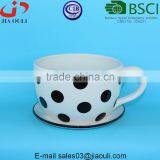 With Black Polka Dots Ceramic Cup With Saucer for Flowers thumbnail-1
