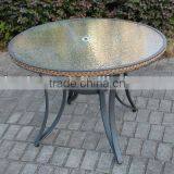Aluminum 40"Round Dining Table With Umbrella Hole thumbnail-1