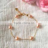8-9mm Pink Rice Shape Freshwater Pearl Bracelet thumbnail-5