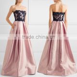 Strapless Silk-blend And Lace Gown Ladies Long Evening Night Party Wear Gown Without Dress Sexy Girls Photo HSD5895
