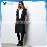 Fashion Black Renamed Sleeveless Trench Wide Lapels Waist Tie Jacket thumbnail-1