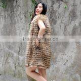 CX-G-B-100A New Fashion Hand Made Real Raccoon Fur Vest thumbnail-3
