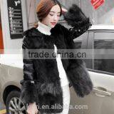 2016 Luxury Genuine Natural Fox Fur Coat Jacket Rabbit Fur Patchwork Winter Women Fur Leather Outerwear Coats Plus Size thumbnail-1