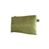 Gold Woven Veins Leatheroid Wallet Bag, Fabric Carrier Bags With Leather Loop