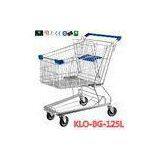 Midlle Size Supermarket Shopping Trolley With PVC , PU , TPR Caster 125L thumbnail-1