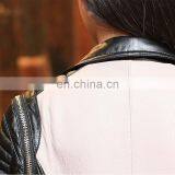 Women Contrast Color Genuine Sheepskin Leather Jacket Girls Short Coat thumbnail-3