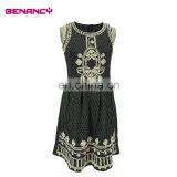 2017 Summer Casual Knitted Dress Border Embroidered Dot Printed Sleeveless Braces Dress for Women thumbnail-1