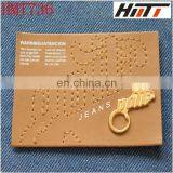 Fashion Garment Embroidery Leather Patch With Metal Tag