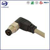 M8 90° Screw Type Unshielded 4 Pin Waterproof Connector and Wire for Automotive Wire Harness