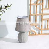 Archaistic Design Home Decorative Light Grey Bedside Porcelain Table Lamp With Cloth Lampshade