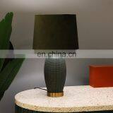 Unique Relief Surface Design Green Cylinder Shape Hotel Ceramic Night Lamp for Living Room thumbnail-4