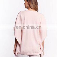 Women v Neck Half Sleeve Batwing Pullover Sweater thumbnail-5