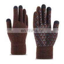 Cold Weather Knitted Gloves Unisex Autumn Winter Thick Plush Warm Gloves Touch Screen Silicone Non-Slip Skiing Gloves thumbnail-4