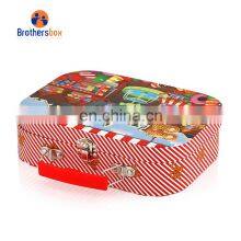 Handmade Wedding favor hard rigid rustic paper suitcase custom jewelry packaging box