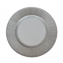 Wholesale 13 Inches Striped Glass Charger Plate With Golden Edge For Party Wedding thumbnail-3