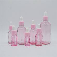 5-100ml Dropper Bottle Empty Glass Bottles Pink Color With Plastic Screw Collar White Nipple thumbnail-2