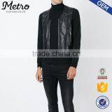 OEM mens black leather zip up gilet biker vest cowboy waistcoat