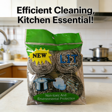 4pcs Pack Steel Scourer Multi-Purpose Kitchen Cleaning Ball Rust Resistant Stainless Steel Scourer thumbnail-2