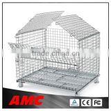 Foldable Metal Wire Mesh Storage Cage with wheels