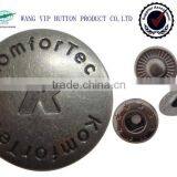 18mm Custom Design Metal Silver Snap Button Shirts