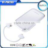 Super Slim 6000mah li Polymer Power Bank With Buid in Cable