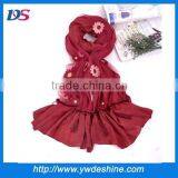 New Product Fashion Daisy Embroidered Scarf With Chinese Knot Tassel WJ-670 thumbnail-1