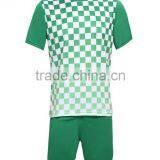 2016 100% Polyester Polyester Green Grid Soccer Uniforms thumbnail-1