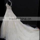 Two Straps Cross Back L.gold/IV Colored A-line 2016 Wedding Dress With Long Train thumbnail-3