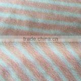 100% Polyester Knitting Velvet Coral Fleece Fabric Strip Print Fleece Home Textile Fabric Micro Fleece Velvet House Wear Fabric