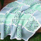 Cotton&Acrylic Blend Crocheted Checked baby's Blanket