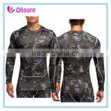 long sleeve gym t shirt fitness wear sublimation printing slim fit custom compression shirt