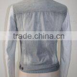 Women Jeans Jacket With White PU Jacket 2016 New thumbnail-3