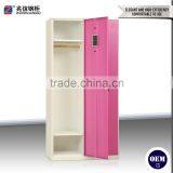 2 Vertical Door Pink Clothing Steel Locker Hot Sale Steel Locker With Mirror Key Lock Wardrobe Cabinet thumbnail-3