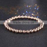 Brading Macrame Men Girl Bracelets 24K Gold Plated 4MM Round Metal Beads Bracelets