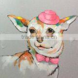 Modern Cartoon Handmade Oil Dog Painting On Canvas For Decor thumbnail-2